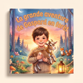 Livre personnalisé « La grande aventure de Gaspard en forêt » sur fond clair et neutre